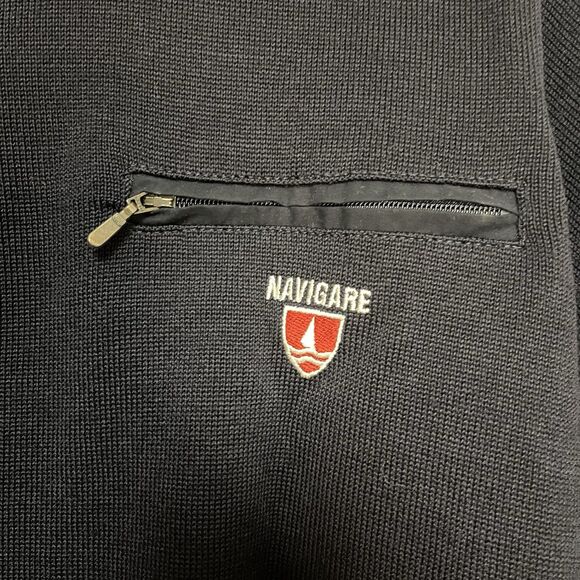 Navigare Men’s Medium Sweater Navy Wool Blend Nautical Yachting Preppy Italy - Picture 2 of 10